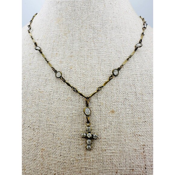 Kenny Ma San Francisco rhinestone cross Necklace 16.5” - Picture 2 of 4